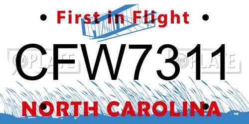 CFW7311 North Carolina License Plate