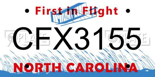CFX3155 North Carolina License Plate