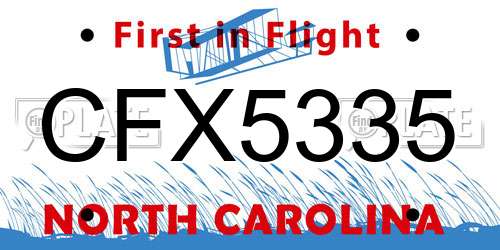 CFX5335 North Carolina License Plate