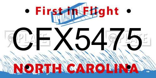 CFX5475 North Carolina License Plate