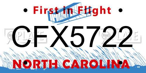 CFX5722 North Carolina License Plate