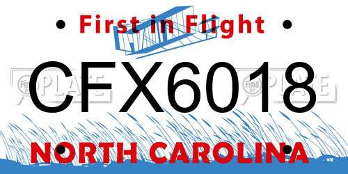 CFX6018 North Carolina License Plate