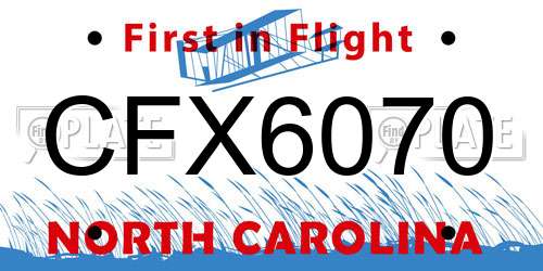 CFX6070 North Carolina License Plate