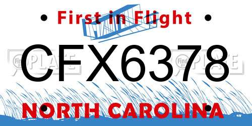 CFX6378 North Carolina License Plate