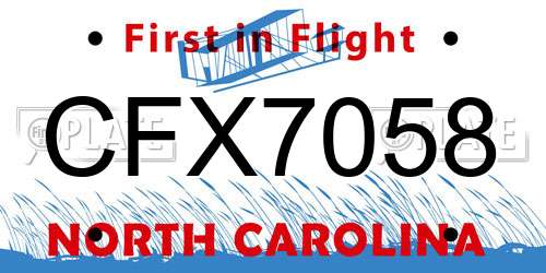 CFX7058 North Carolina License Plate