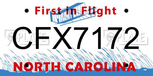 CFX7172 North Carolina License Plate