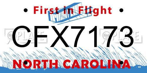 CFX7173 North Carolina License Plate