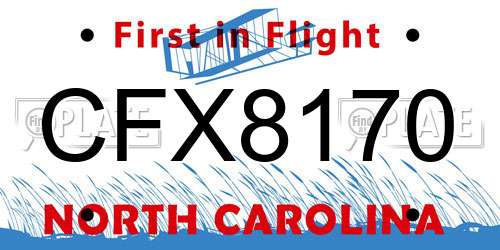 CFX8170 North Carolina License Plate
