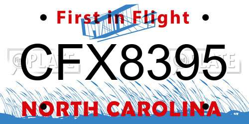 CFX8395 North Carolina License Plate