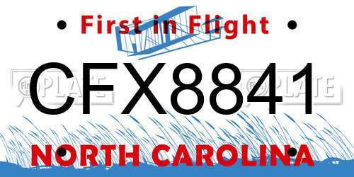 CFX8841 North Carolina License Plate