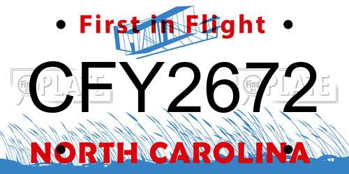 CFY2672 North Carolina License Plate