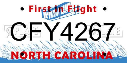 CFY4267 North Carolina License Plate