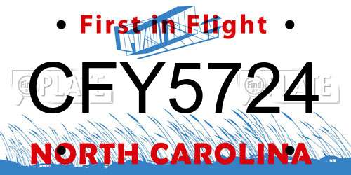 CFY5724 North Carolina License Plate