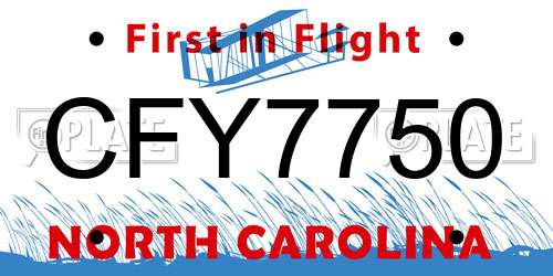 CFY7750 North Carolina License Plate
