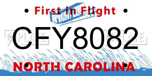 CFY8082 North Carolina License Plate