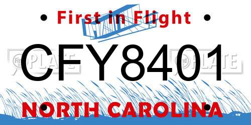CFY8401 North Carolina License Plate
