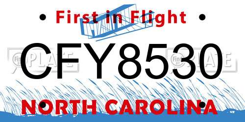 CFY8530 North Carolina License Plate