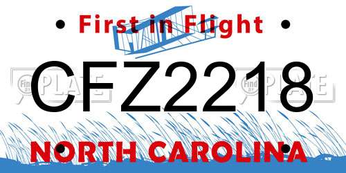 CFZ2218 North Carolina License Plate