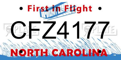 CFZ4177 North Carolina License Plate
