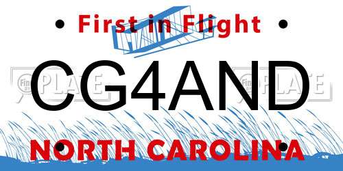 CG4AND North Carolina License Plate