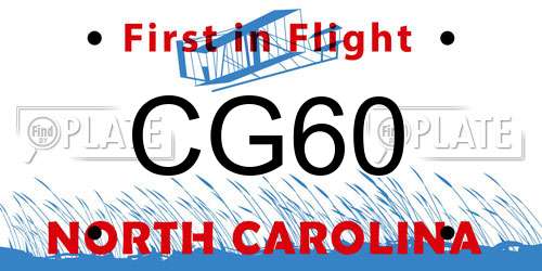 CG60 North Carolina License Plate