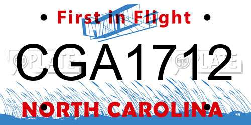 CGA1712 North Carolina License Plate