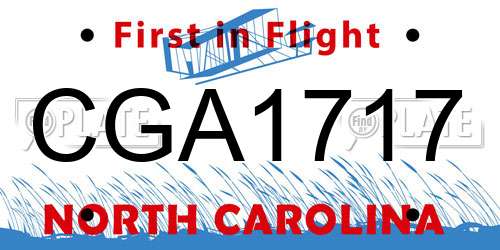 CGA1717 North Carolina License Plate