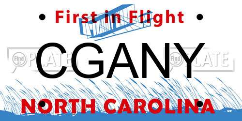 CGANY North Carolina License Plate