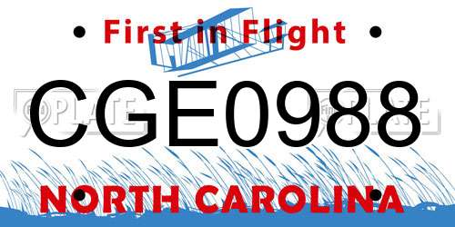 CGE0988 North Carolina License Plate