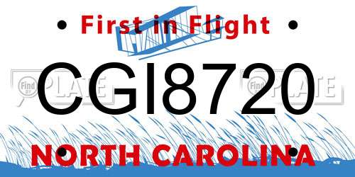 CGI8720 North Carolina License Plate