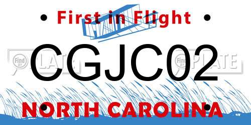 CGJC02 North Carolina License Plate