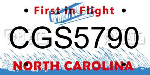 CGS5790 North Carolina License Plate