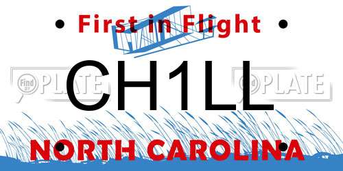CH1LL North Carolina License Plate