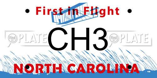 CH3 North Carolina License Plate