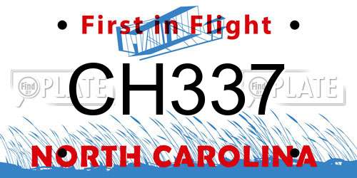 CH337 North Carolina License Plate