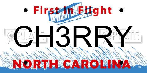 CH3RRY North Carolina License Plate