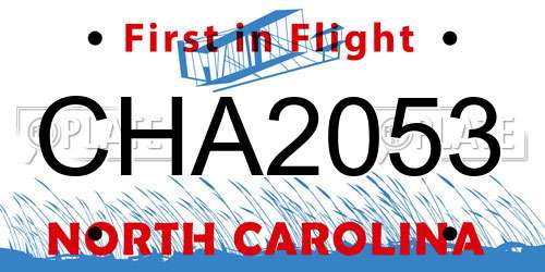 CHA2053 North Carolina License Plate