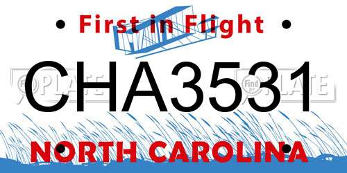 CHA3531 North Carolina License Plate