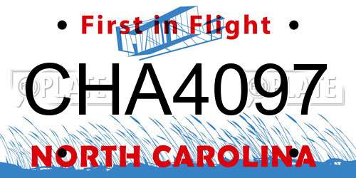 CHA4097 North Carolina License Plate