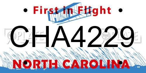 CHA4229 North Carolina License Plate