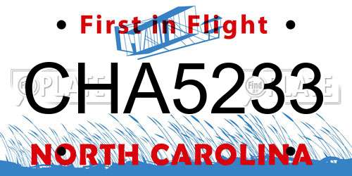 CHA5233 North Carolina License Plate