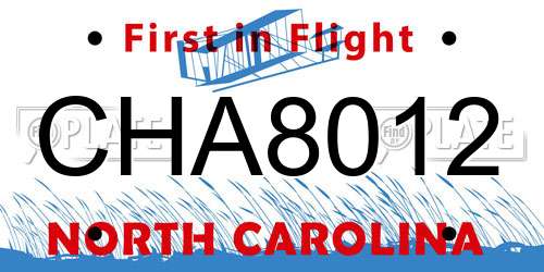 CHA8012 North Carolina License Plate