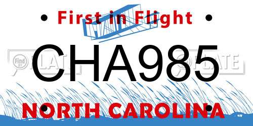 CHA985 North Carolina License Plate