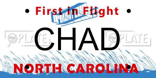 CHAD North Carolina License Plate