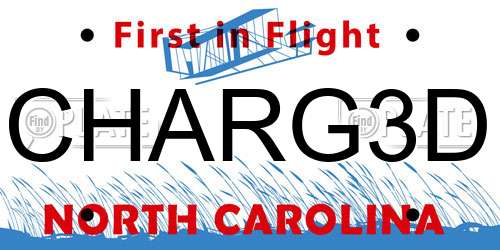 CHARG3D North Carolina License Plate