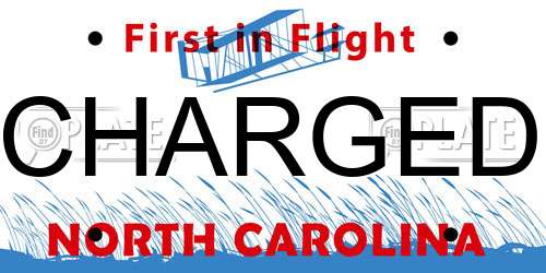 CHARGED North Carolina License Plate