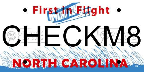 CHECKM8 North Carolina License Plate