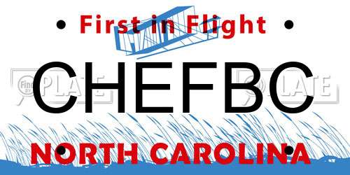 CHEFBC North Carolina License Plate