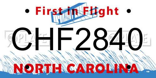 CHF2840 North Carolina License Plate