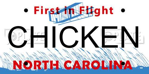 CHICKEN North Carolina License Plate
